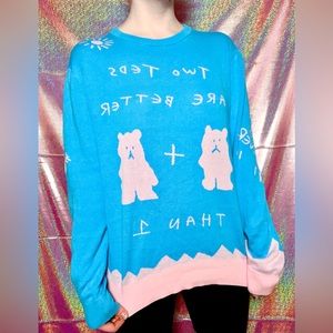 Teddy Fresh Pink & Blue Two Teds Are Better Than One Sweater